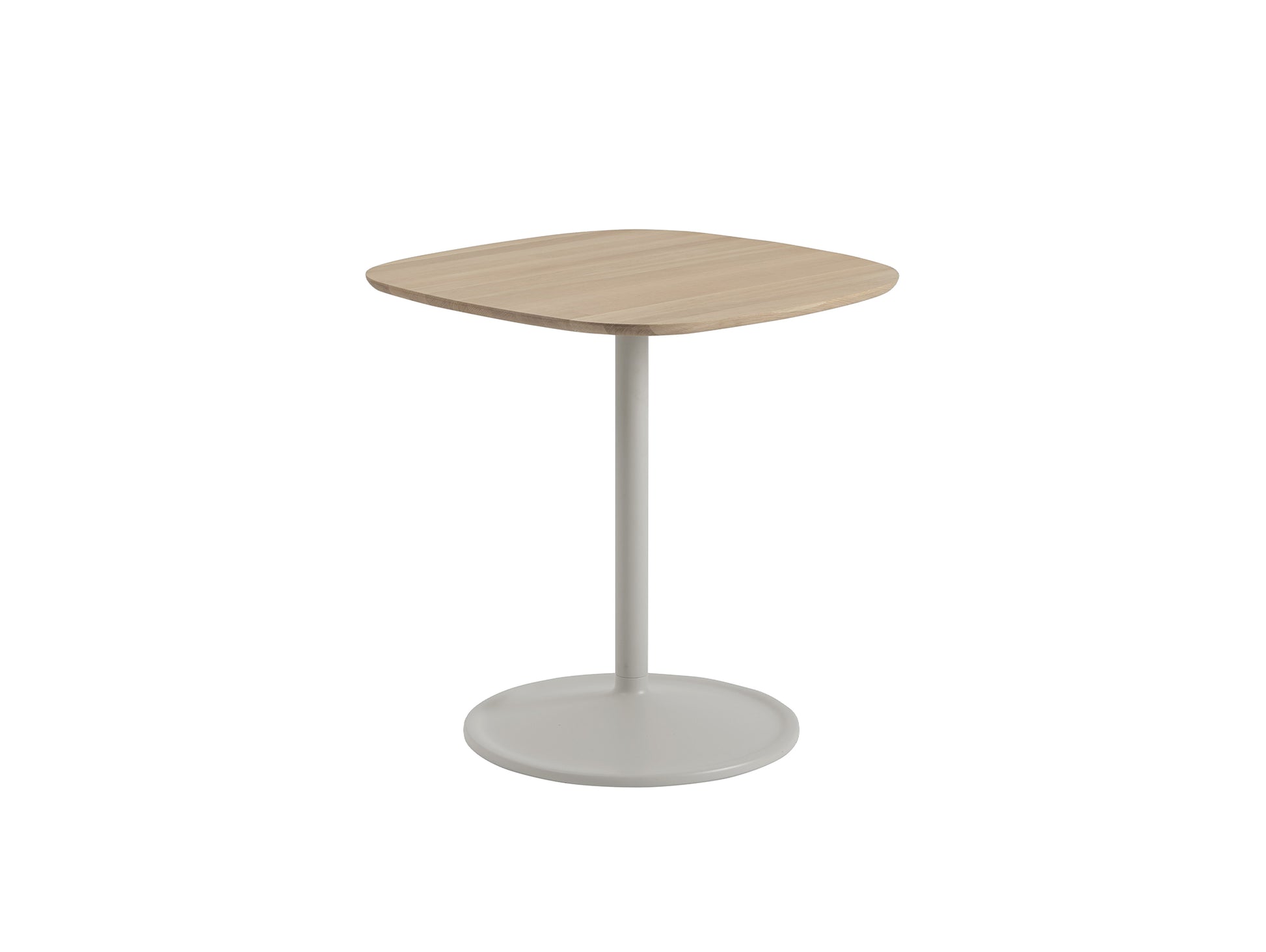 Soft Cafe Table by Muuto - Square (70x70 cm) / Height: 73 cm / Solid Oiled Oak Top / Grey Aluminium Base