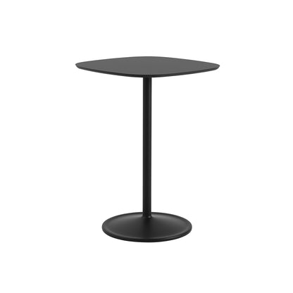 Soft Cafe Table by Muuto - Square (70x70 cm) / Height: 95 cm / Black Nanolaminate Top / Black Aluminium Base