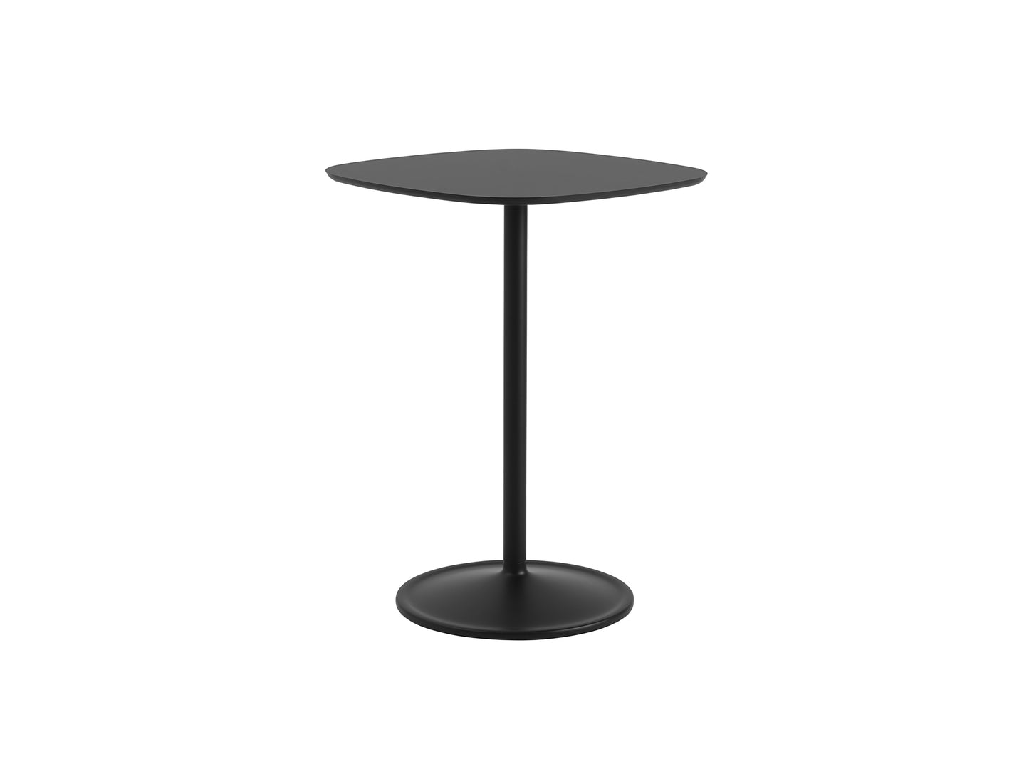 Soft Cafe Table by Muuto - Square (70x70 cm) / Height: 95 cm / Black Nanolaminate Top / Black Aluminium Base