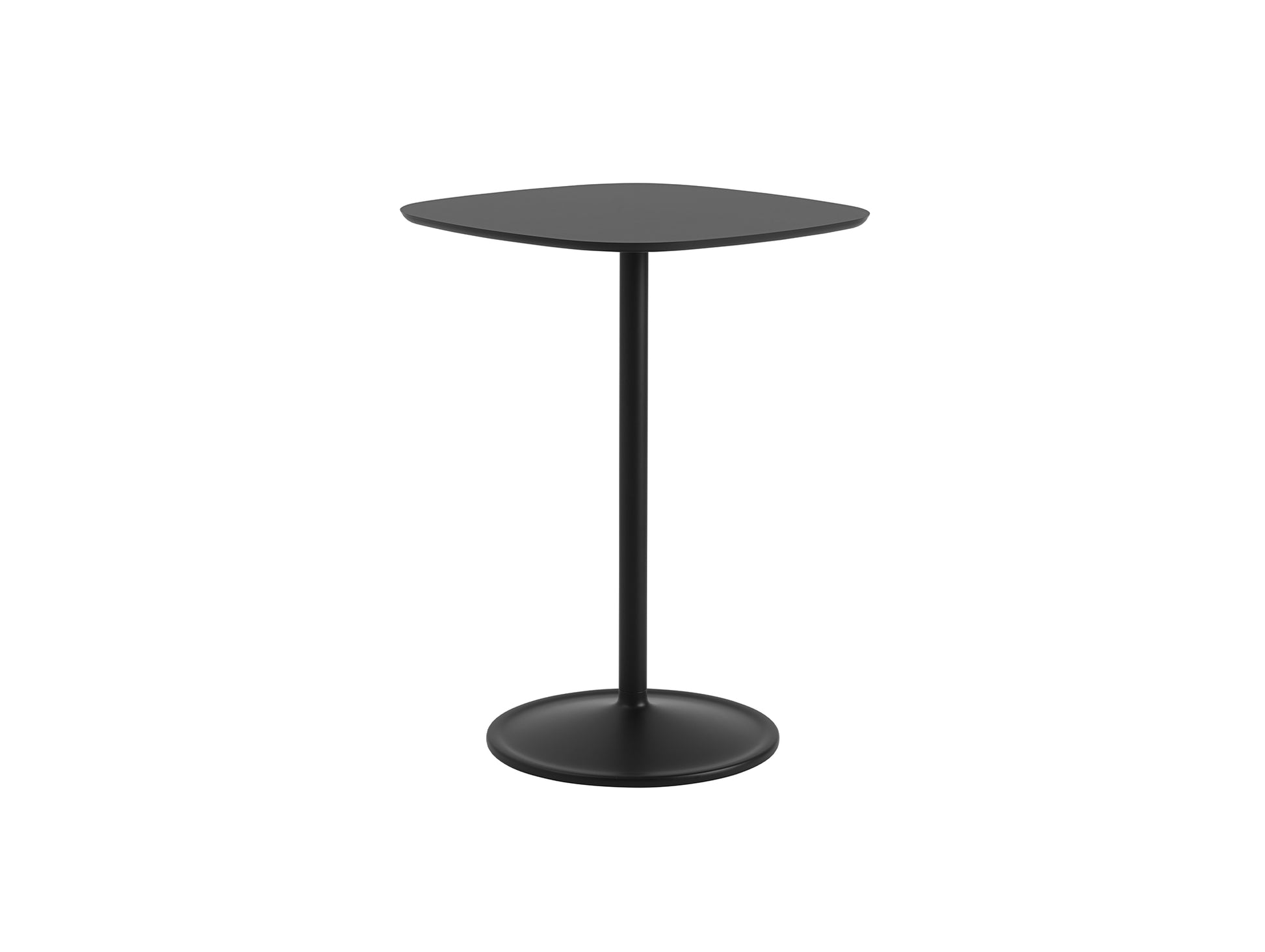 Soft Cafe Table by Muuto - Square (70x70 cm) / Height: 95 cm / Black Nanolaminate Top / Black Aluminium Base