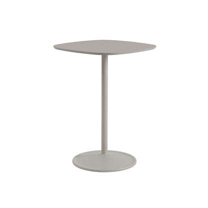 Soft Cafe Table by Muuto - Square (70x70 cm) / Height: 95 cm / Grey Linoleum Top / Grey Aluminium Base