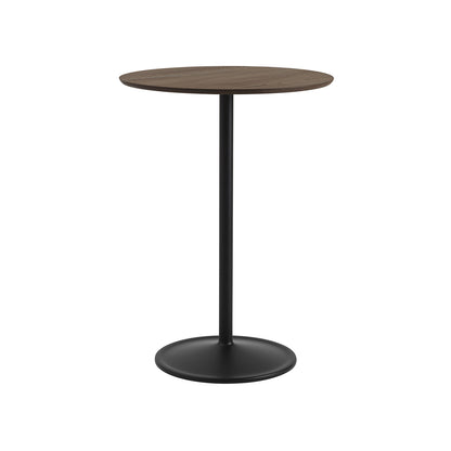 Soft Cafe Table by Muuto - Round (Diameter: 75 cm) / Height: 105 cm / Solid Dark Oiled Oak Top / Black Aluminium Base