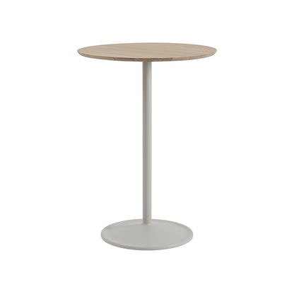 Soft Cafe Table by Muuto - Round (Diameter: 75 cm) / Height: 105 cm / Solid Oiled Oak Top / Grey Aluminium Base