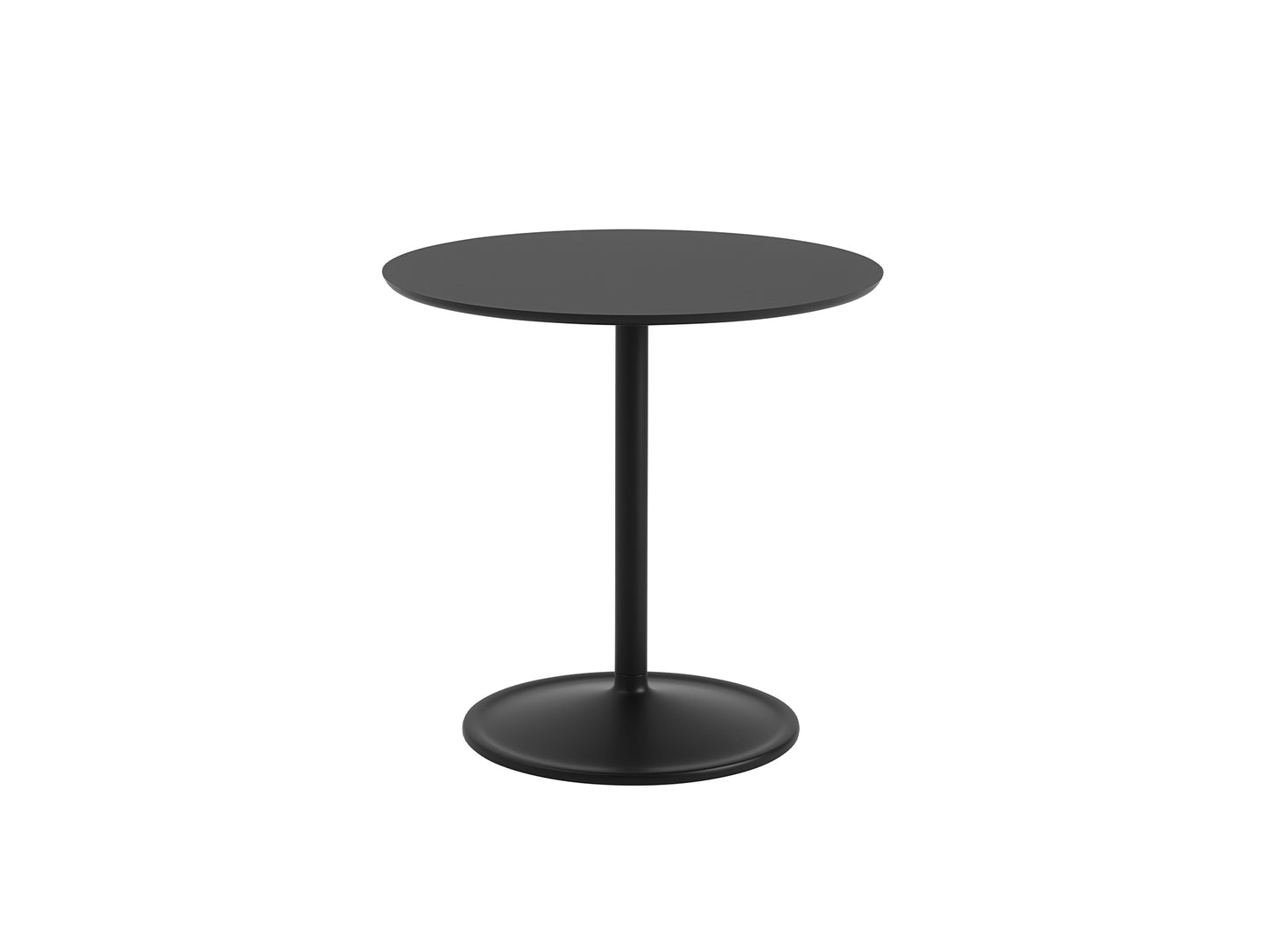 Soft Cafe Table by Muuto - Round (Diameter: 75 cm) / Height: 73 cm / Black Nanolaminate Top / Black Aluminium Base