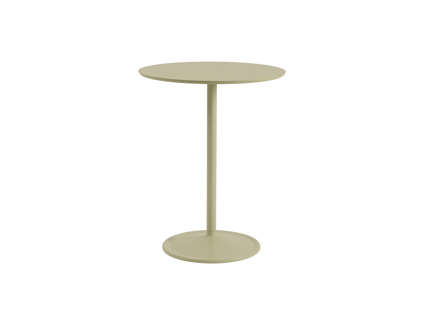 Soft Cafe Table by Muuto - Round (Diameter: 75 cm) / Height: 95 cm / Beige Green Laminate Top / Beige Green Aluminium Base