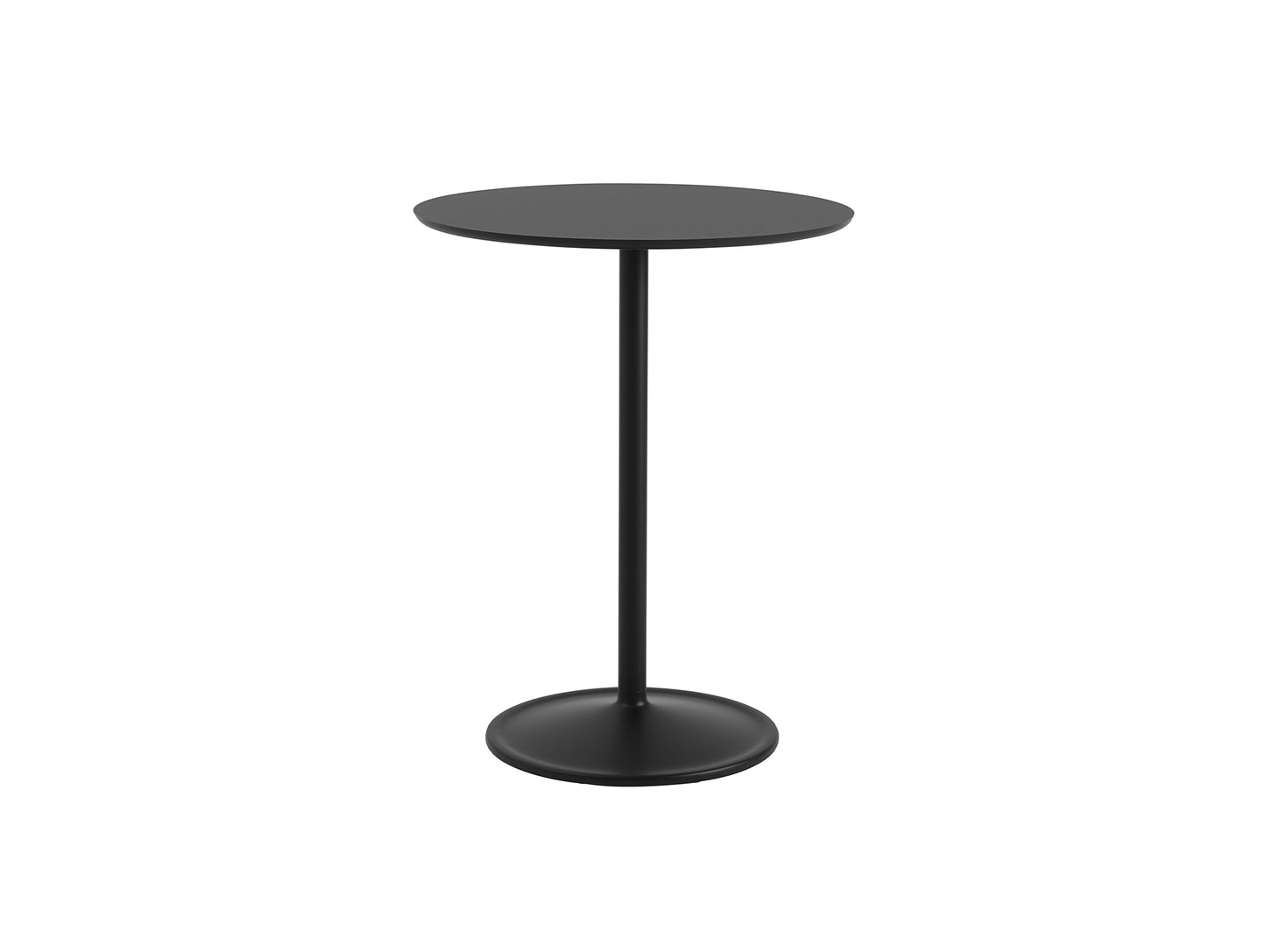 Soft Cafe Table by Muuto - Round (Diameter: 75 cm) / Height: 95 cm / Black Nanolaminate Top / Black Aluminium Base