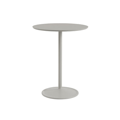 Soft Cafe Table by Muuto - Round (Diameter: 75 cm) / Height: 95 cm / Grey Linoleum Top / Grey Aluminium Base