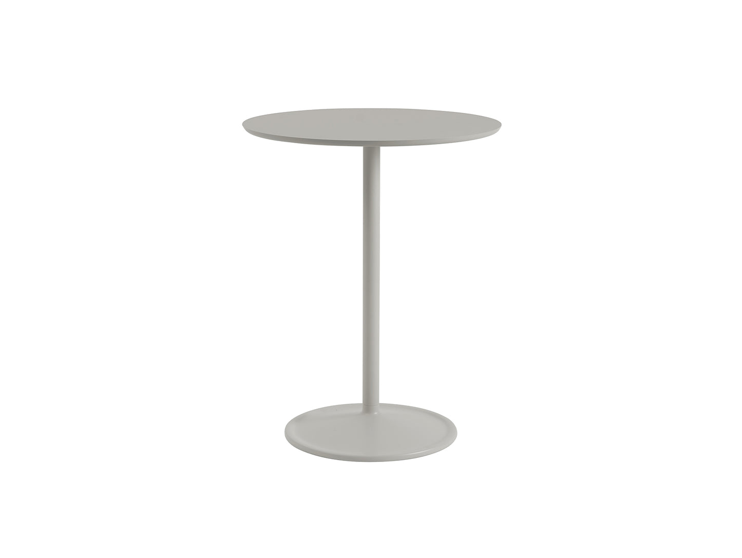 Soft Cafe Table by Muuto - Round (Diameter: 75 cm) / Height: 95 cm / Grey Linoleum Top / Grey Aluminium Base