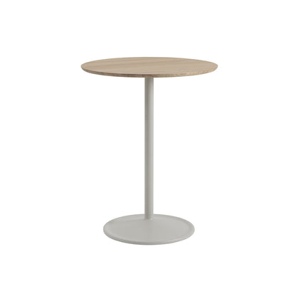 Soft Cafe Table by Muuto - Round (Diameter: 75 cm) / Height: 95 cm / Solid Oiled Oak Top / Grey Aluminium Base