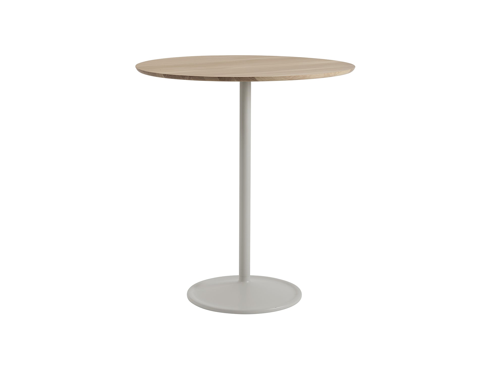 Soft Dining Table by Muuto -  D95 H105 / Solid Oiled Oak Top / Grey Aluminium Base