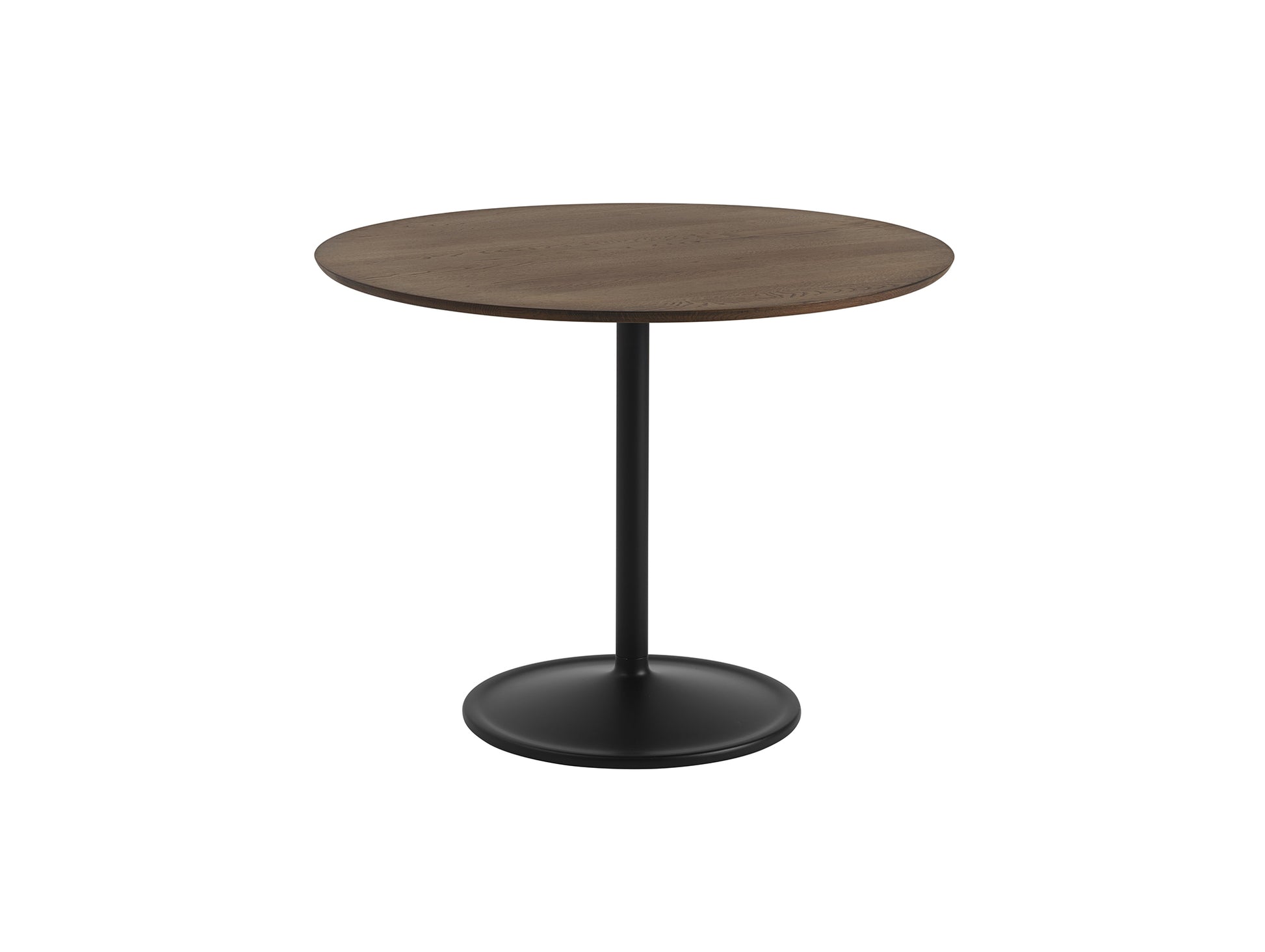 Soft Dining Table by Muuto -  D95 H73 / Solid Dark Oiled Oak Top / Black Aluminium Base