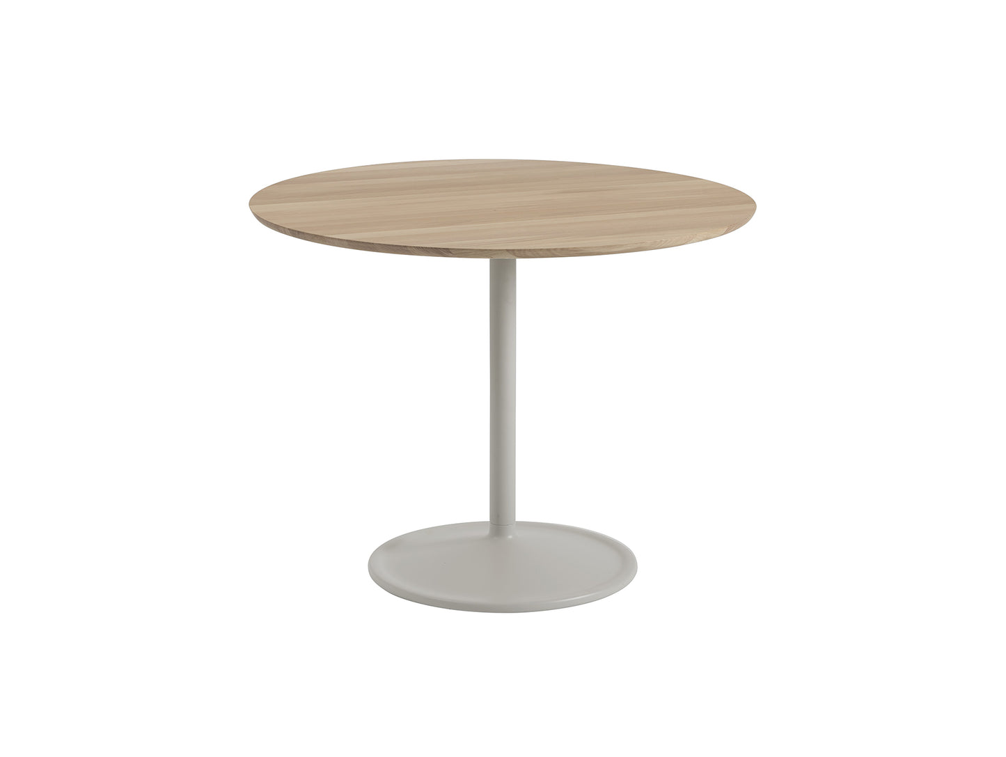 Soft Dining Table by Muuto -  D95 H73 / Solid Oiled Oak Top / Grey Aluminium Base