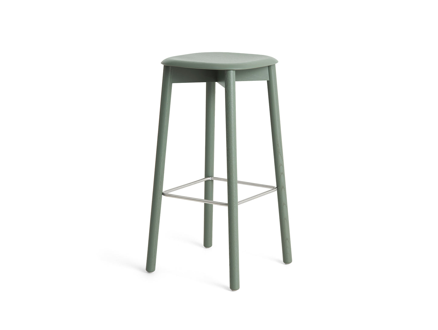 Soft Edge 82 Stool by HAY - H75 / Dusty Green Lacquered Oak Base / Dusty Green Oak Seat