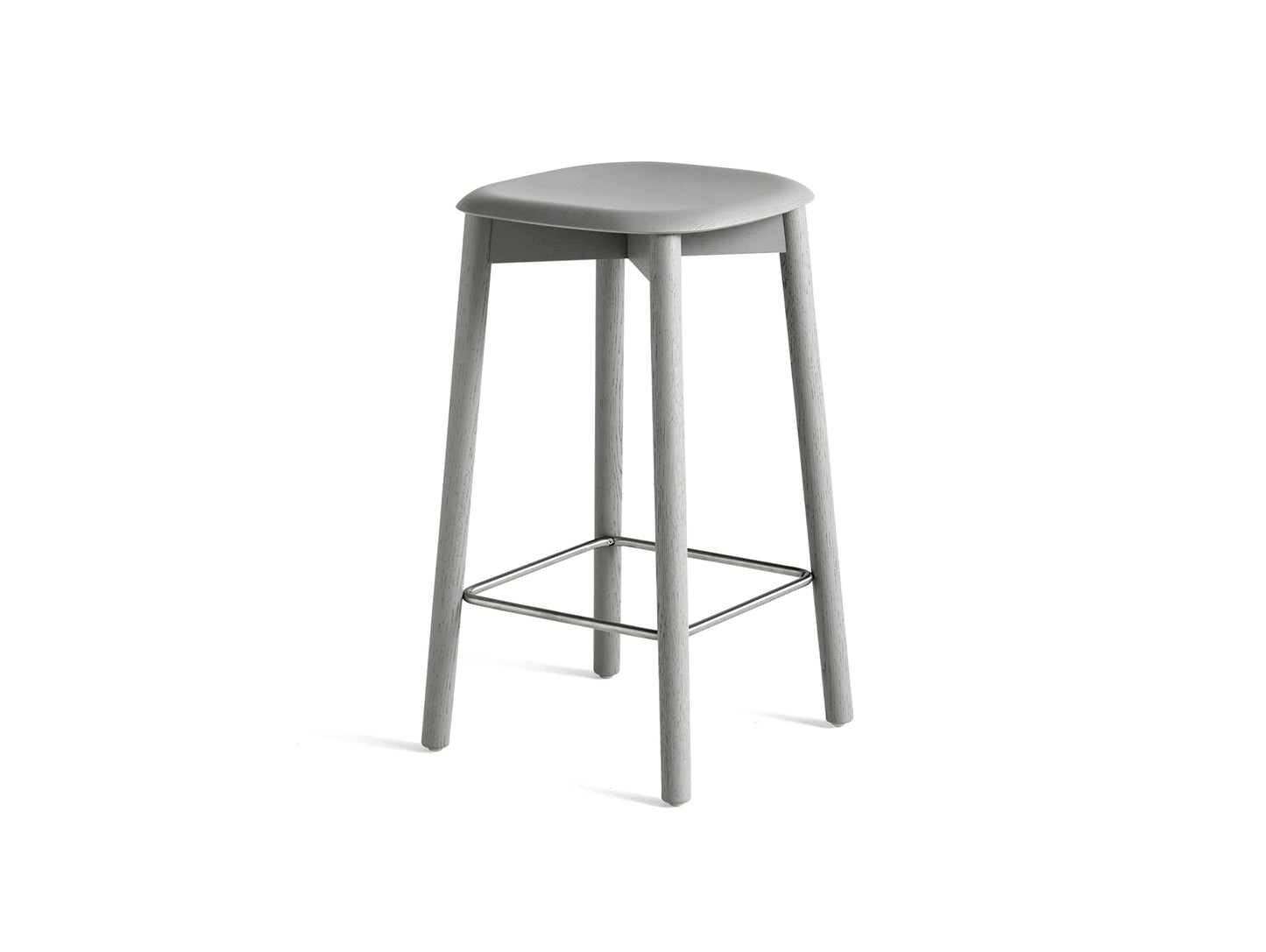 Soft Edge 82 Stool by HAY - H65 / Soft Grey Lacquered Oak Base / Soft Grey Oak Seat