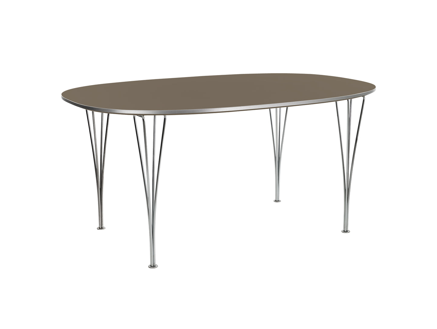 Superellipse Dining Table by Fritz Hansen - B613 / Brown Ottawa Laminate Tabletop / Chromed Steel Base