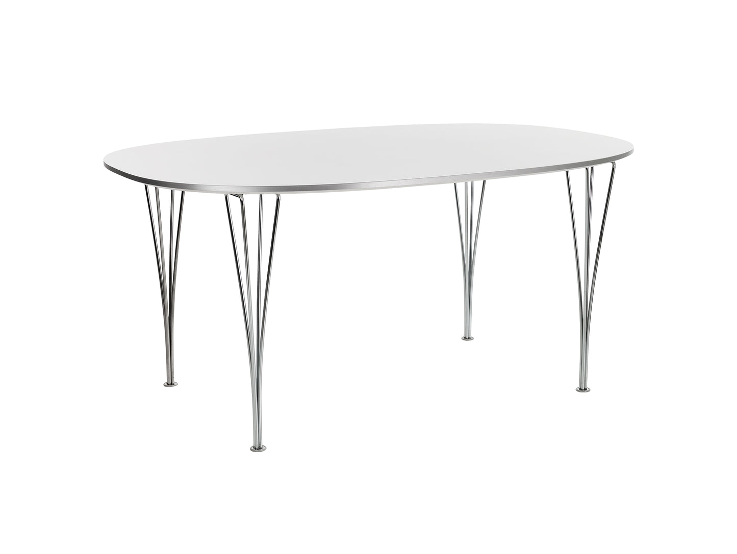 Superellipse Dining Table by Fritz Hansen - B613 / White Laminate Tabletop / Chromed Steel Base