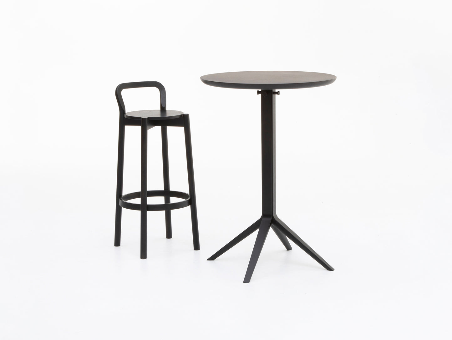 Scout Bistro Bar Table by Karimoku New Standard - Grain Matte Black Lacquered Oak