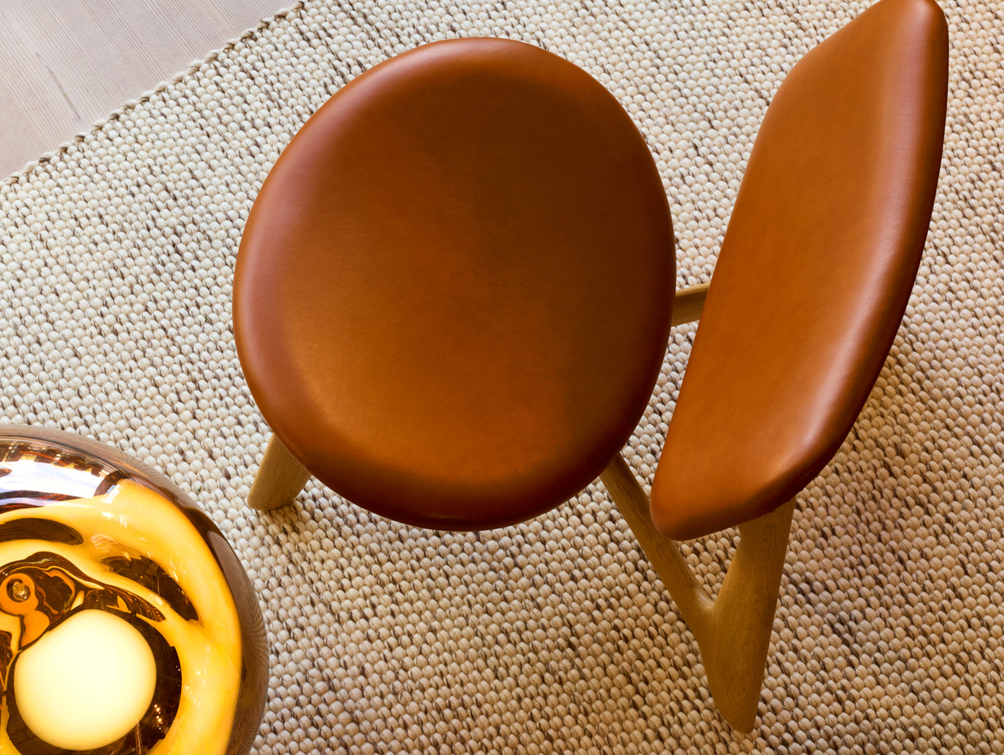 Slab Lounge Chair by Tom Dixon - Natural Oak / Leather Cognac