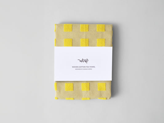 Squares Yellow/Oat Tea Towel by Wrap