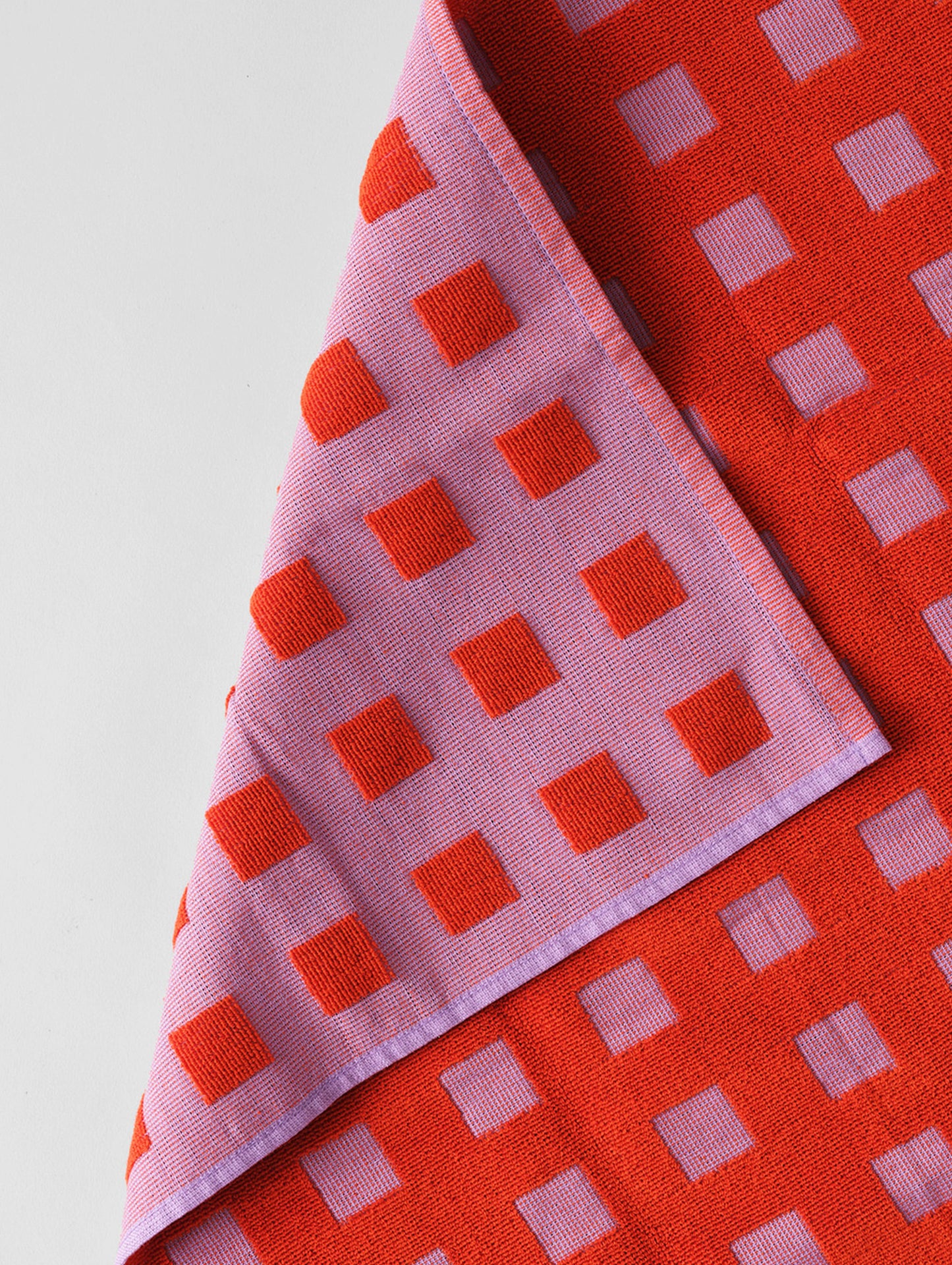 Squares Lilac/Warm Red Tea Towel by Wrap