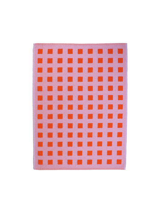 Squares Lilac/Warm Red Tea Towel by Wrap