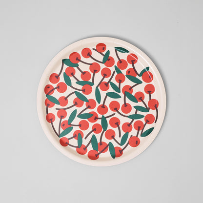 Cherries Small Round Serving Tray by Wrap