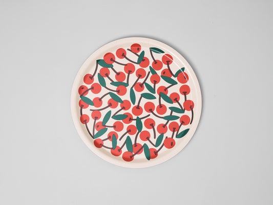 Cherries Small Round Serving Tray by Wrap