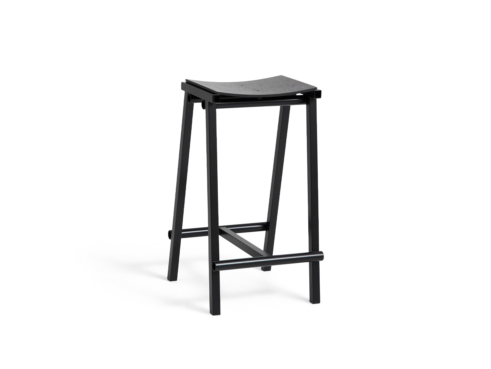 Taburete 8 Bar Stool by HAY - Low / Black Lacquered Oak Seat / Black Base