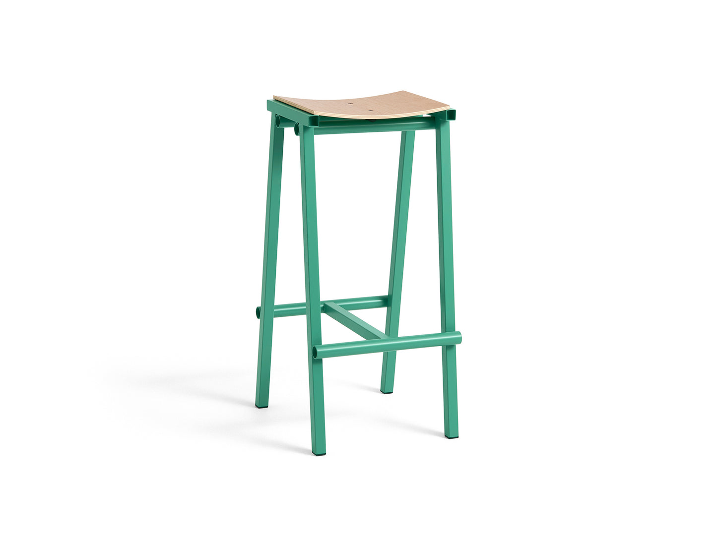 Taburete 8 Bar Stool by HAY - High / Lacquered Oak Seat / Jade Base