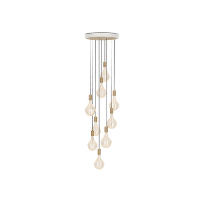 Nine Pendant with Voronoi II by Tala - White Canopy / Brass Grip with Oak Pendants