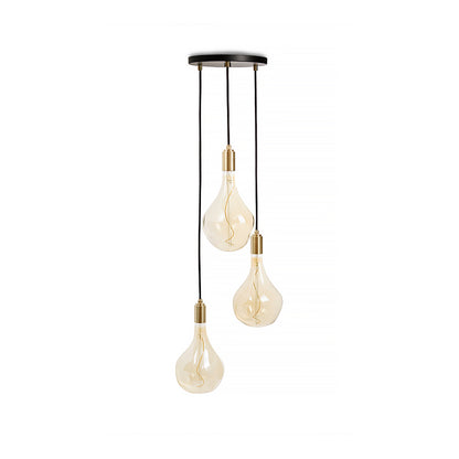 Triple Pendant with Voronoi II by Tala - Black Canopy / Brass Grip with Brass Pendants