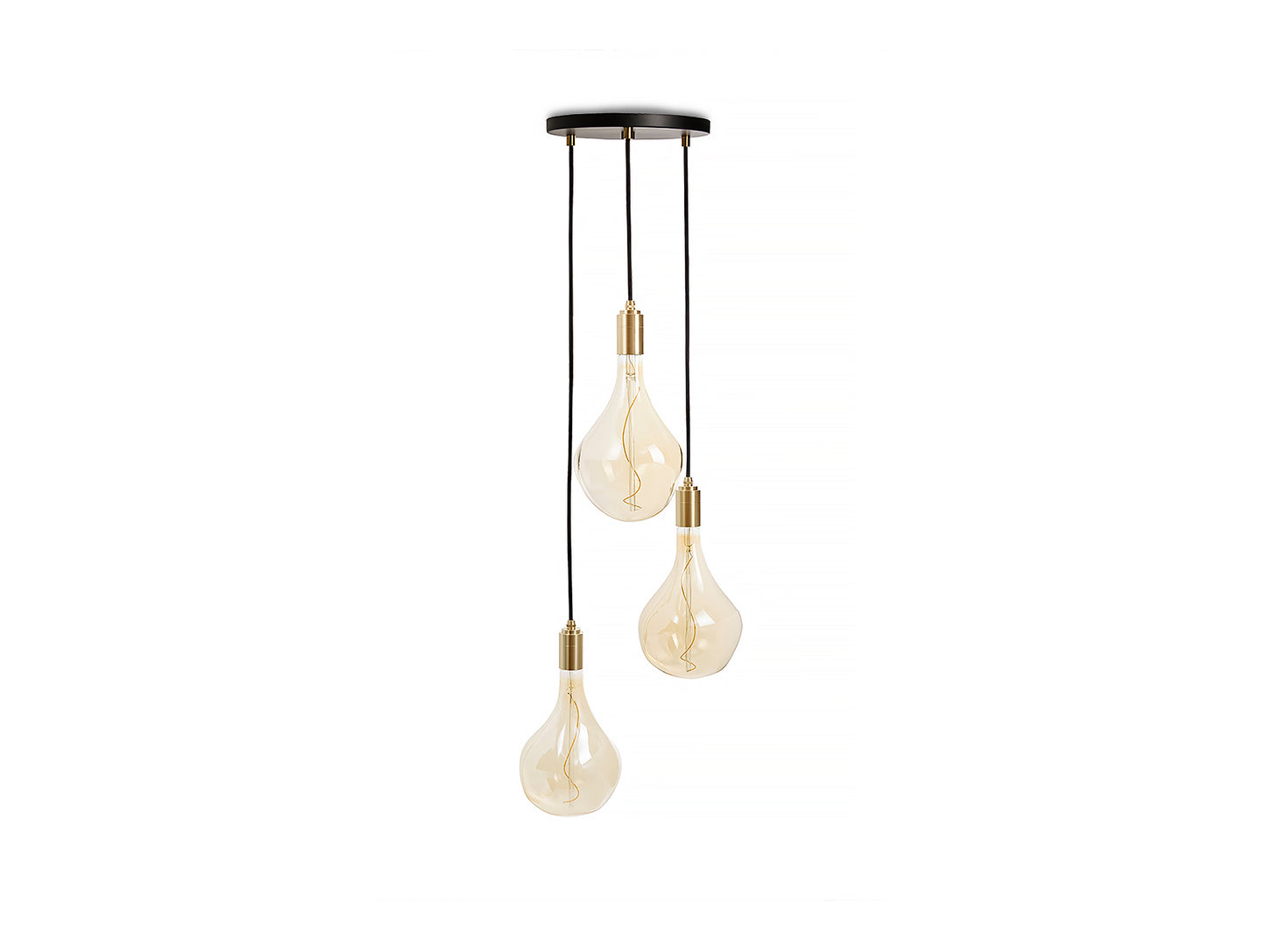 Triple Pendant with Voronoi II by Tala - Black Canopy / Brass Grip with Brass Pendants