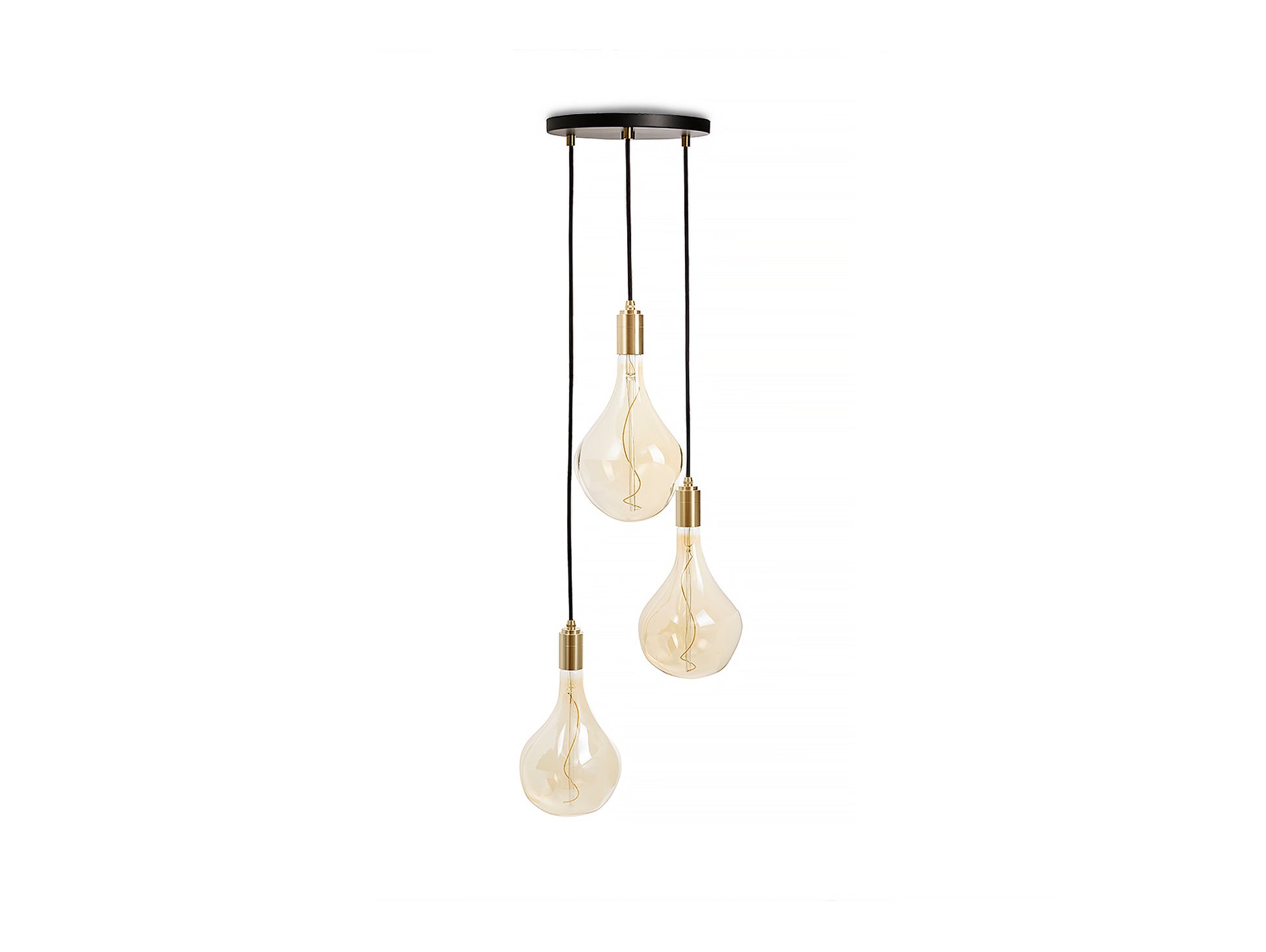 Triple Pendant with Voronoi II by Tala - Black Canopy / Brass Grip with Brass Pendants