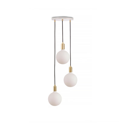 Triple Pendant with Sphere IV by Tala / White Canopy / Brass Grip with Brass Pendants