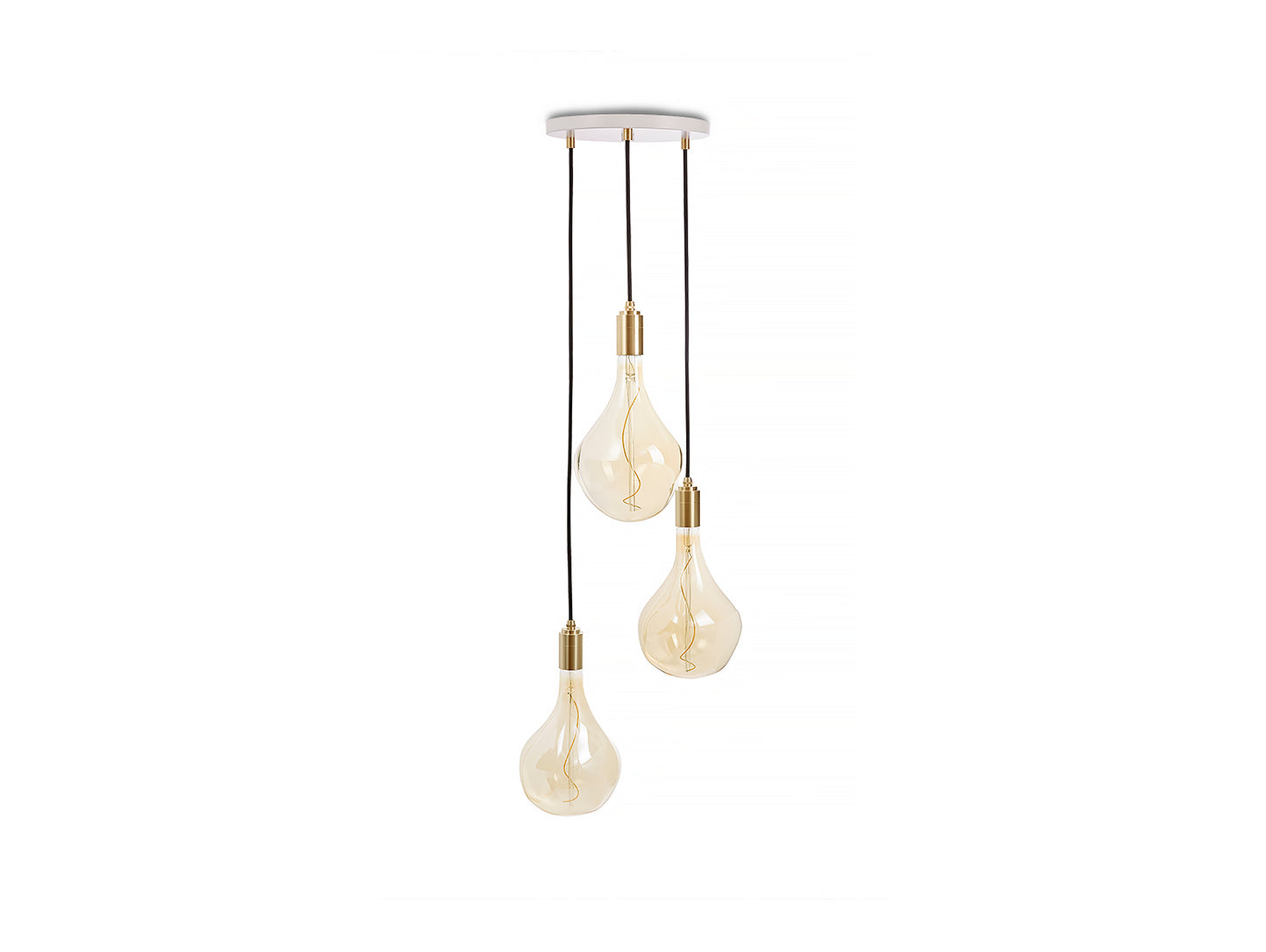 Triple Pendant with Voronoi II by Tala - White Canopy / Brass Grip with Brass Pendants
