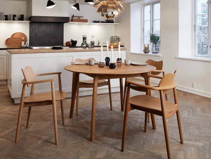 Salon Extendable Table - Round by Ro Collection - Oiled Oak / Length: 120 cm (Without Extension Plates)