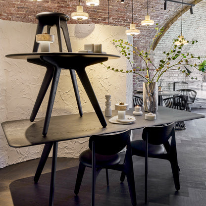 Slab Dining Chair Upholstered by Tom Dixon - Black Lacquered Oak / Black Leather