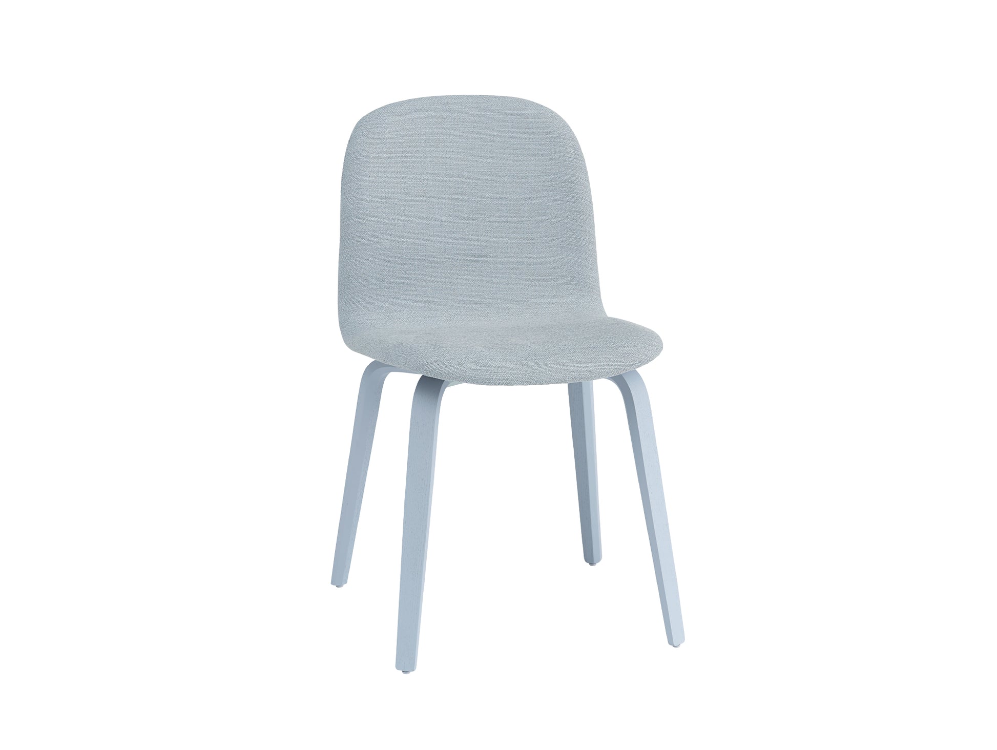 Visu Chair Wood Base Upholstered by Muuto - Light Blue Ash and Ecriture 710