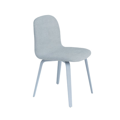 Visu Chair Wood Base Upholstered by Muuto - Light Blue Ash and Ecriture 710