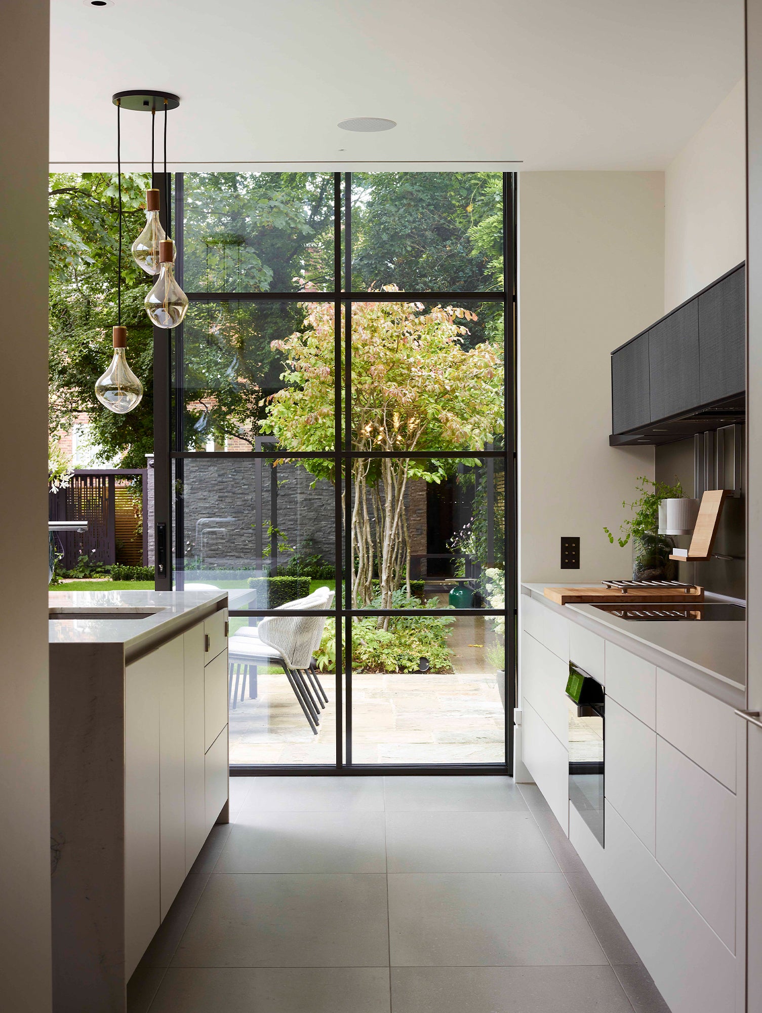 Triple Pendant with Voronoi II by Tala - Black Canopy / Brass Grip with 3 Walnut Pendants