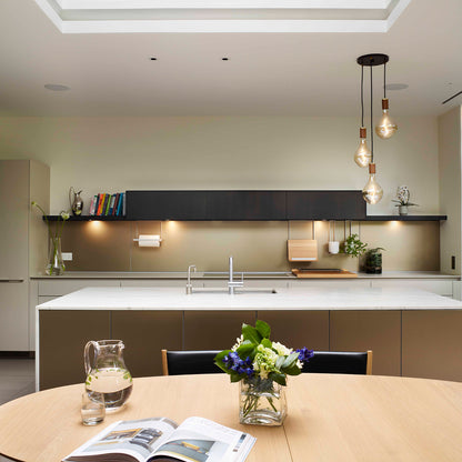 Triple Pendant with Voronoi II by Tala - Black Canopy / Brass Grip with Walnut Pendants