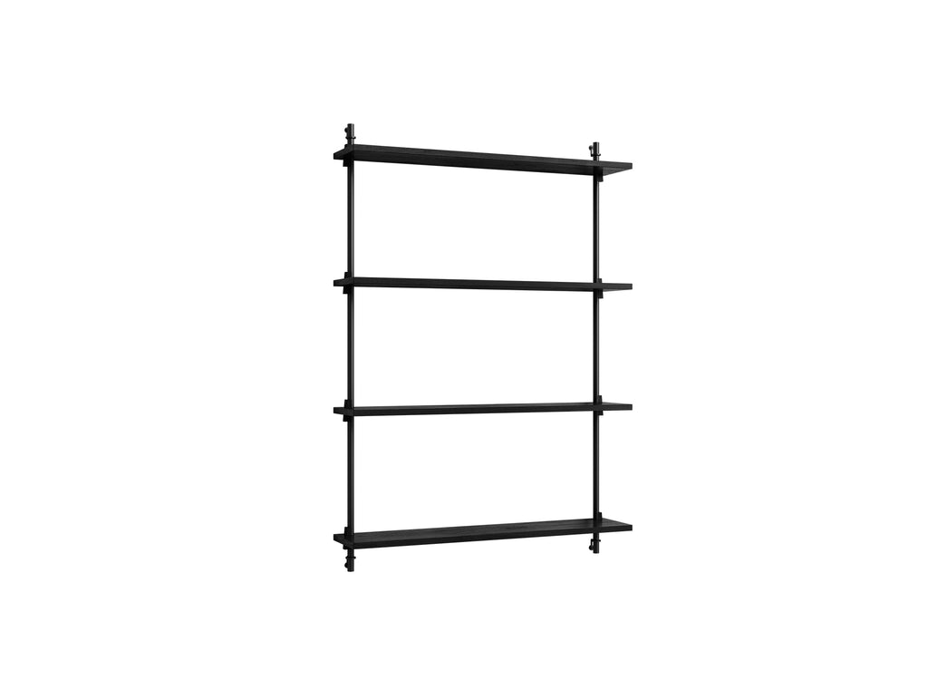 Wall Shelving System Sets (115 cm) by Moebe - WS.115.1 / Black Uprights / Black Painted Oak