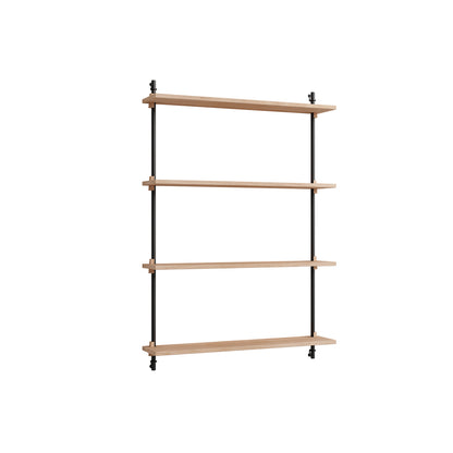 Wall Shelving System Sets (115 cm) by Moebe - WS.115.1 / Black Uprights / Oiled Oak