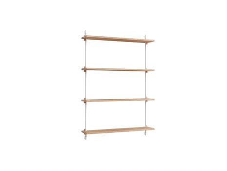 Wall Shelving System Sets (115 cm) by Moebe - WS.115.1 / White Uprights / Oiled Oak