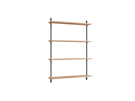 Wall Shelving System Sets (115 cm) by Moebe - WS.115.1 / Pine Green Uprights / Oiled Oak