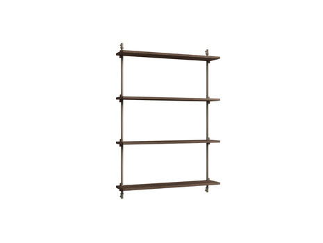 Wall Shelving System Sets (115 cm) by Moebe - WS.115.1 / Warm Grey Uprights / Smoked Oak