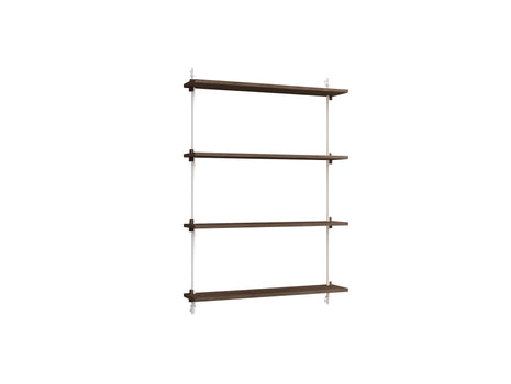Wall Shelving System Sets (115 cm) by Moebe - WS.115.1 / White Uprights / Smoked Oak