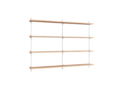 Wall Shelving System Sets (115 cm) by Moebe - WS.115.2.B / White Uprights / Oiled Oak