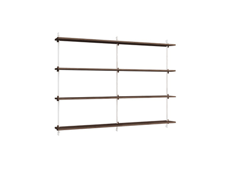 Wall Shelving System Sets (115 cm) by Moebe - WS.115.2.B / White Uprights / Smoked Oak