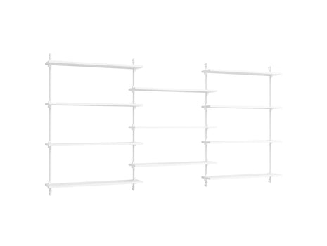 Wall Shelving System Sets (115 cm) by Moebe - WS.115.3 / White Uprights / White Painted Oak